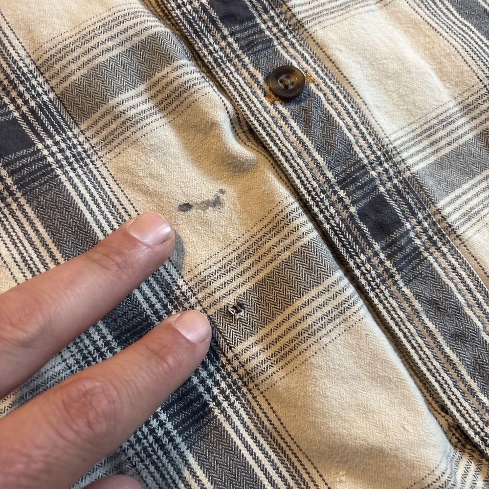 Carhartt Long Sleeve Button Up Heavy Weight Plaid Tan Mens XL Original Fit READ - Picture 3 of 15